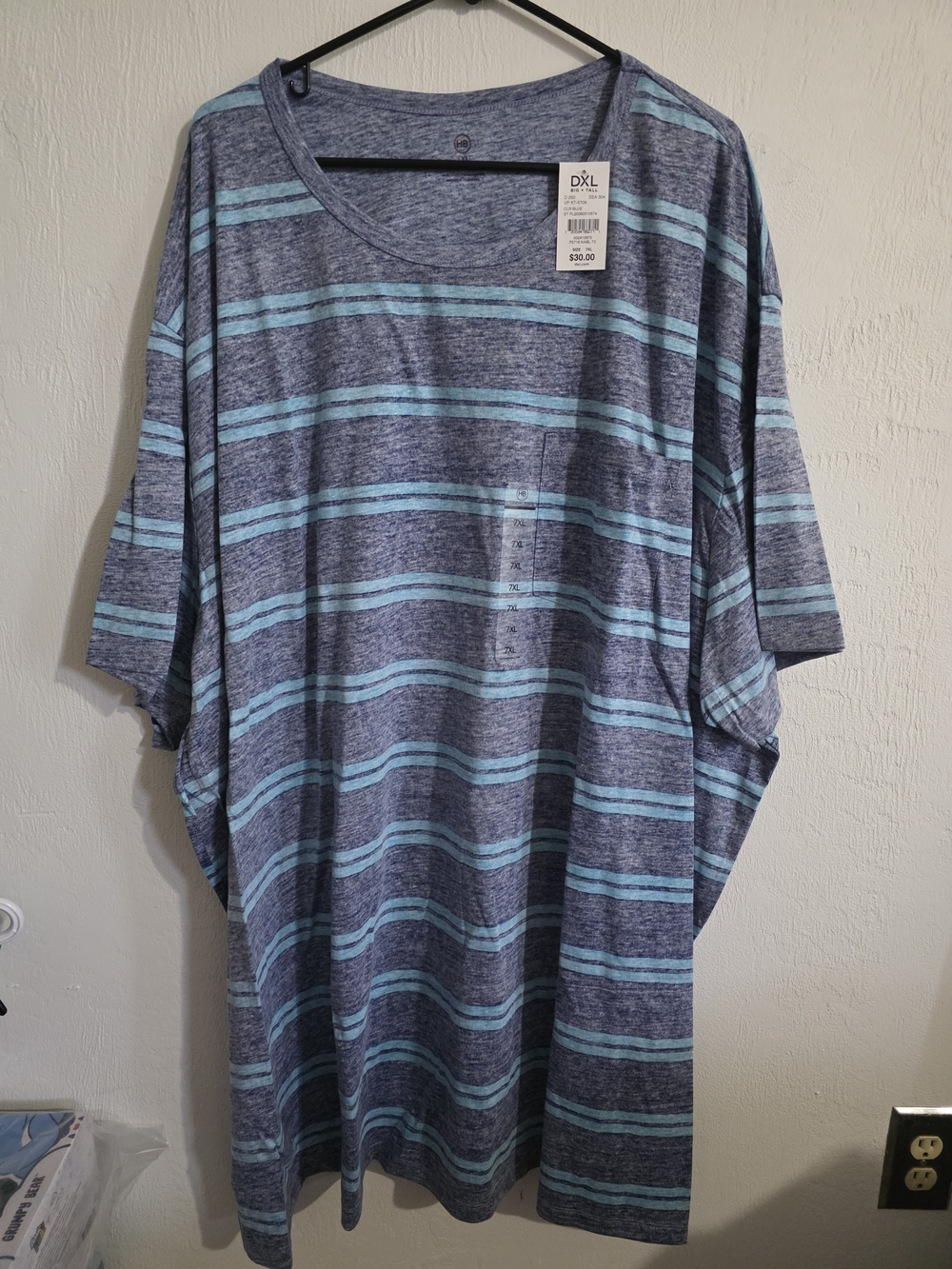 Men's Blue Striped Short Sleeve Crew Tee